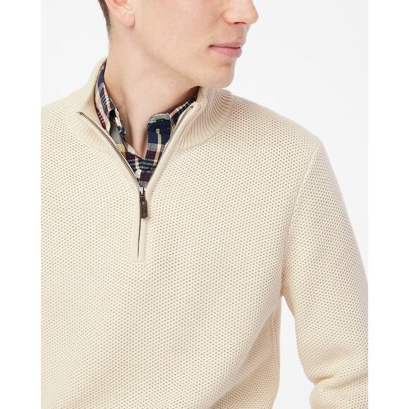 NWT J.Crew Cotton Honeycomb Knit Half-Zip Sweater in Natural Size L - Picture 2 of 9